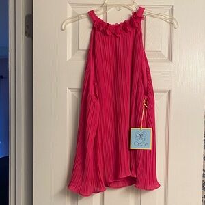 CeCe Fuchsia Ruffled Halter Blouse